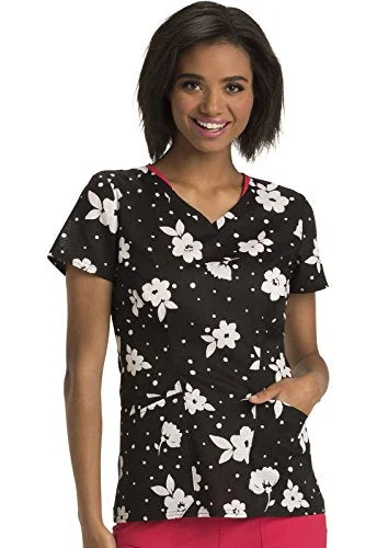 HeartSoul HS624 V-Neck Scrub Top, XS, Belle Fleurs