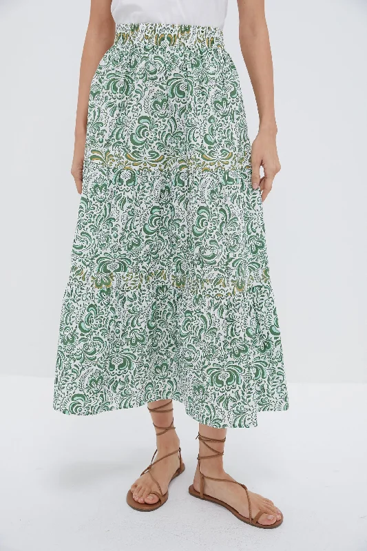 Green Floral Giada Maxi Skirt