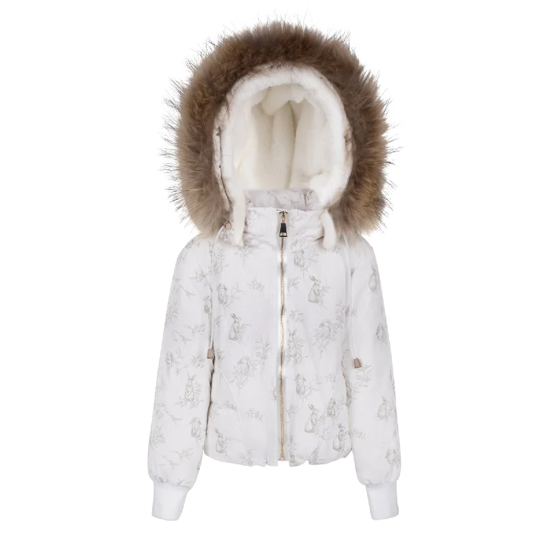 Manteau Jr. Taupe Baby Bunny Printed Coat