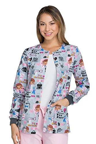 Cherokee Tooniforms TF300 Women's Snap Front Print Scrub Jacket