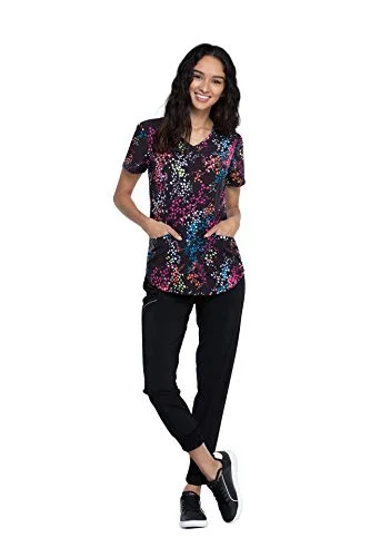 Cherokee CK637 V-Neck Scrub Print Top