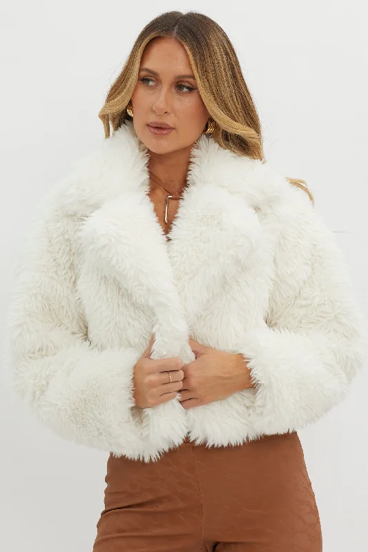 St Moritz Notch Lapel Fur Jacket White