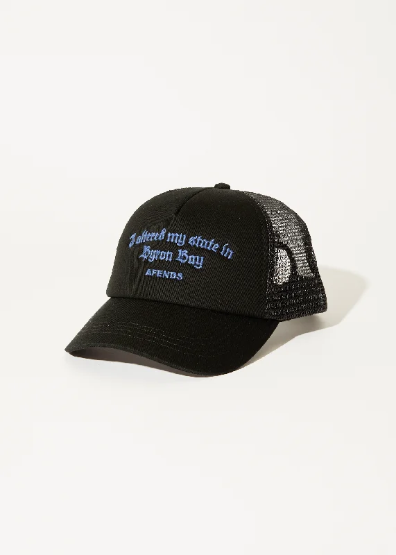 AFENDS Mens Byron Trip - Trucker Cap - Black