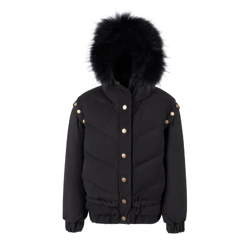 Manteau Jr. Black Kids Down Knit Bomber