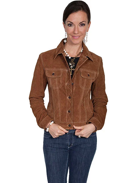 Women's Cafe Brown Suede Jean Jacket