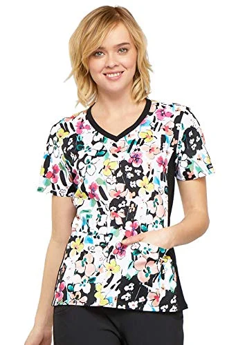 Cherokee CK611 V-Neck Knit Panel Scrub Top