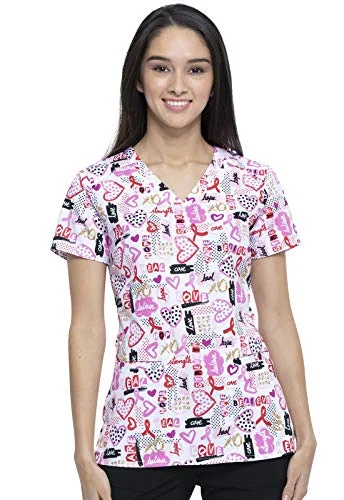 HeartSoul HS629 Women's V-Neck Print Top Small