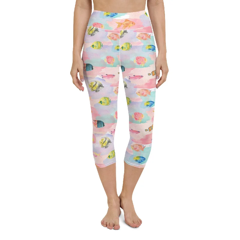 Watercolor Fish Yoga Capris