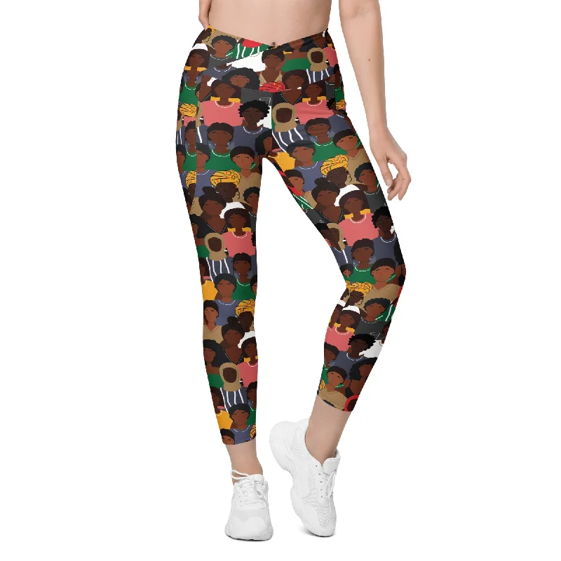 Black History Celebration Crossover Leggings With Pockets