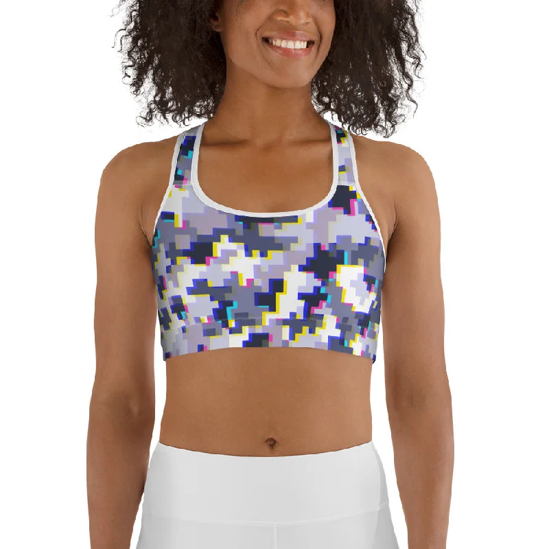 Glitchy Camo Sports Bra