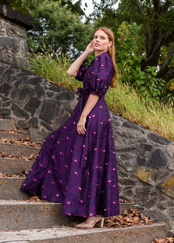 CHARLOTTE COLLARED GOWN PLUM ORGANZA