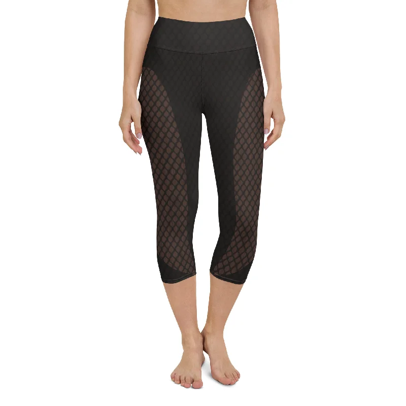 Dark Mesh Print Yoga Capris