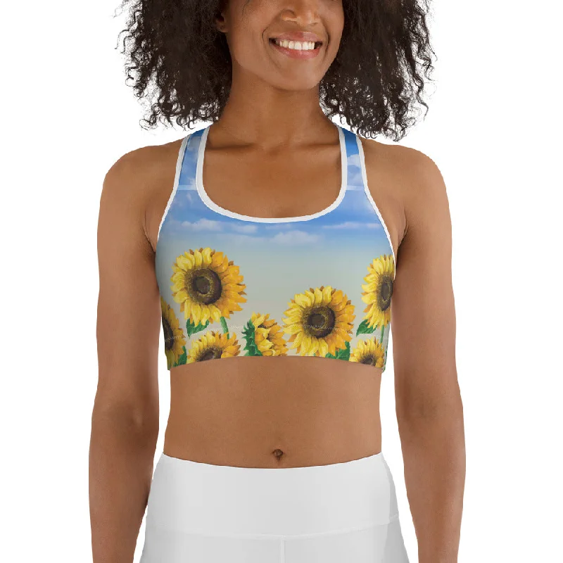 Sunflower Fields Sports Bra