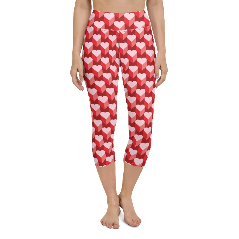 Valentine's Day Heart Yoga Capris