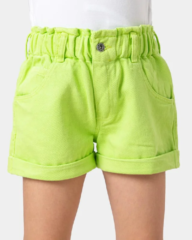 Lime green denim hot short