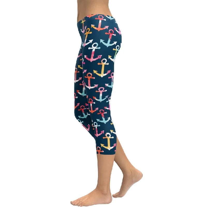 Colorful Anchor Capris