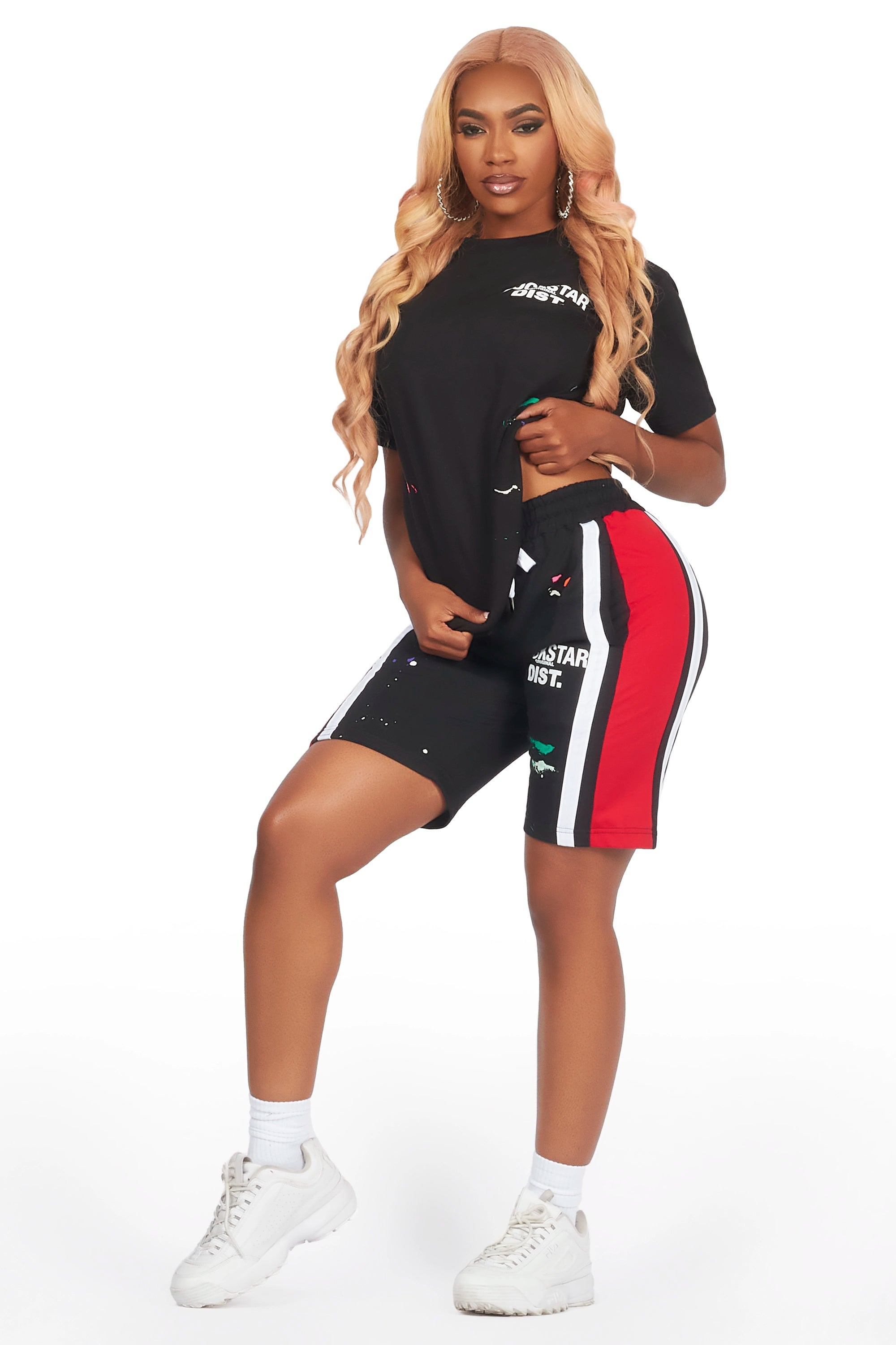 Deshauna Black/Red Short Set