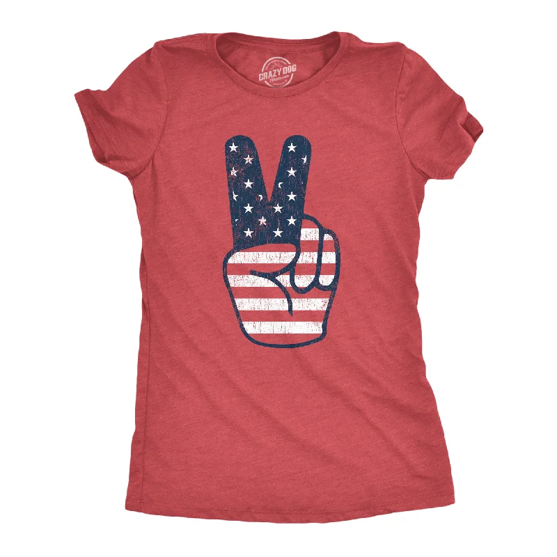 Peace Sign American Flag Women's T Shirt