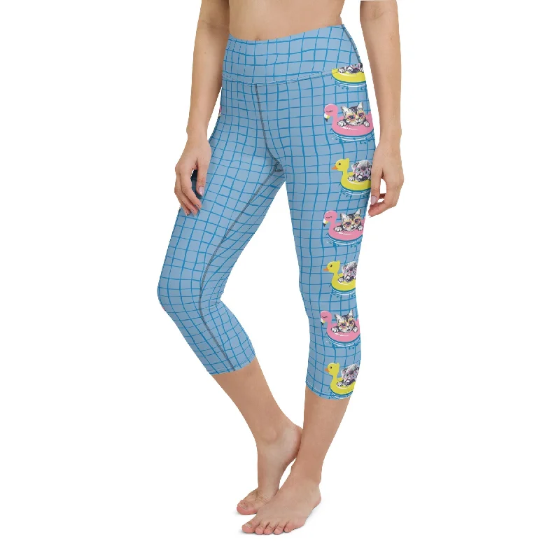 Kittens and Puppies in Floats Yoga Capris