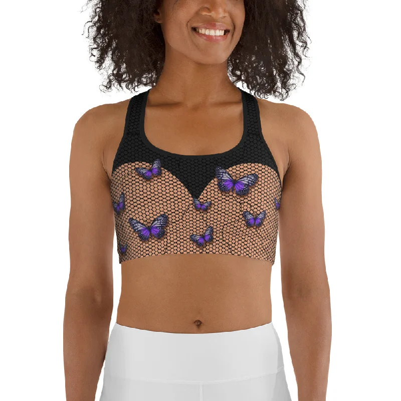 Bold Butterfly Mesh Sports Bra