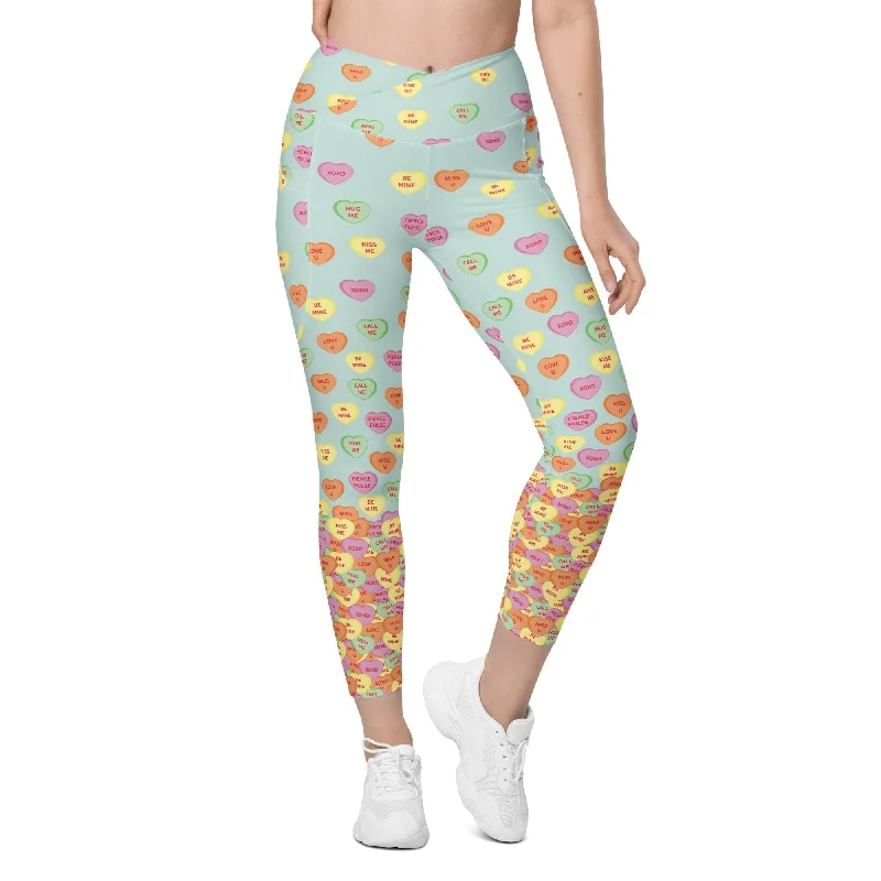 Candy Hearts Crossover Leggings With Pockets