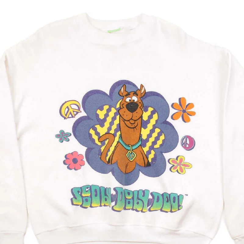 VINTAGE SCOOBY DOO PEACE AND LOVE WHITE SWEATSHIRT 1990S SIZE XL