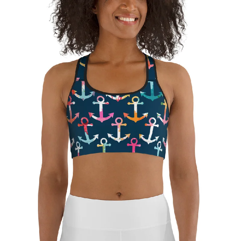 Colorful Anchor Sports Bra