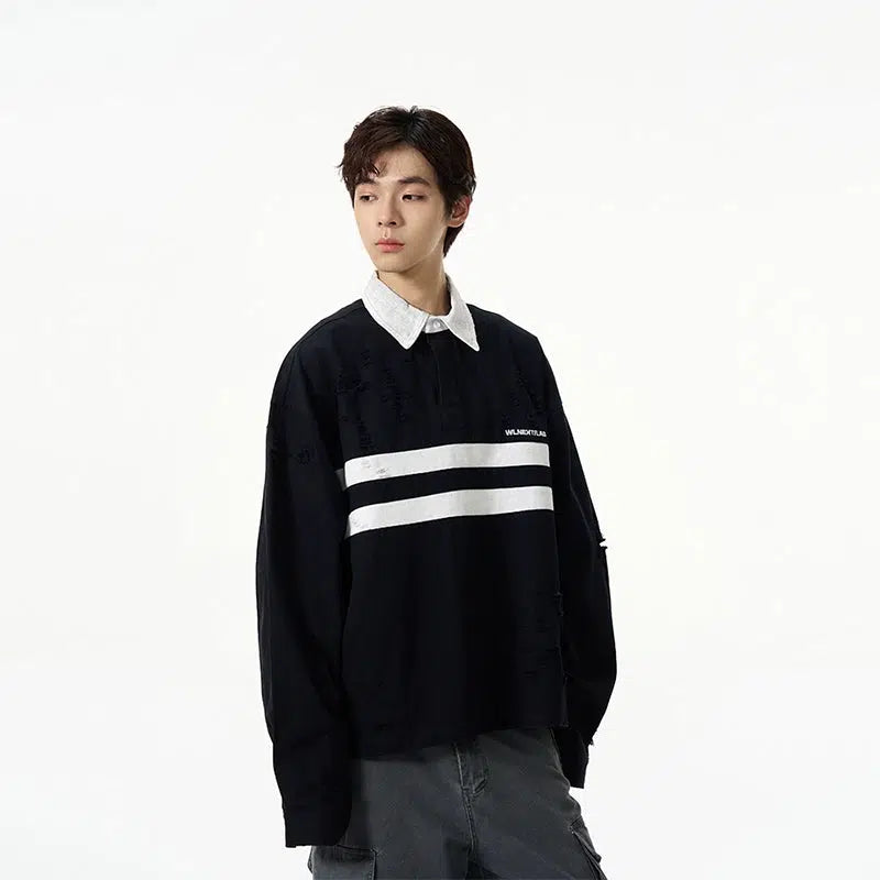 High-End Ripped Polo Sweatshirt