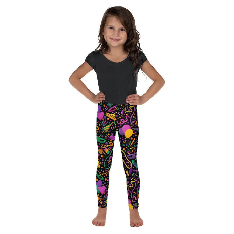 Mardi Gras Masks & Beads Party Kid's Leggings