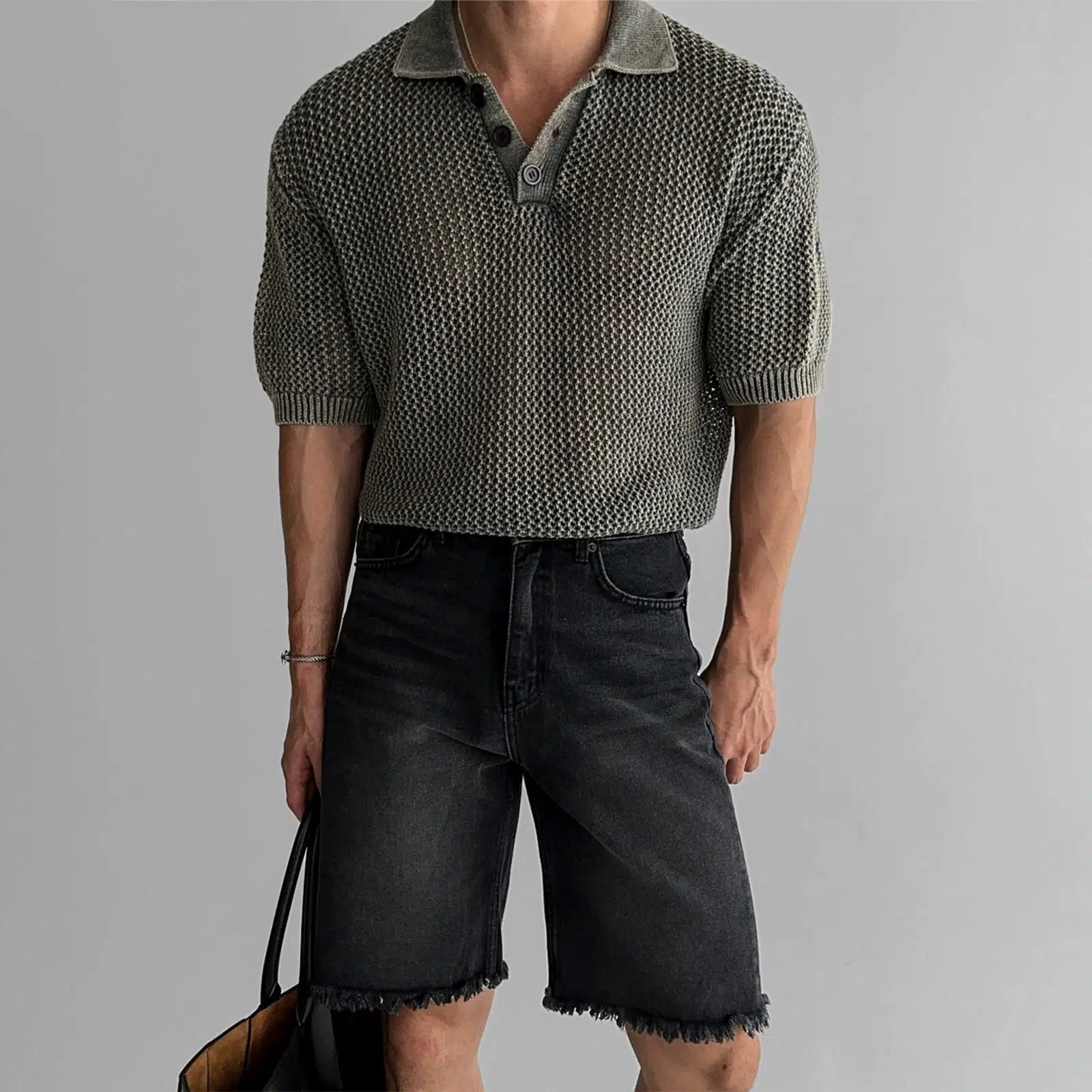 Textured Knit Polo Shirt