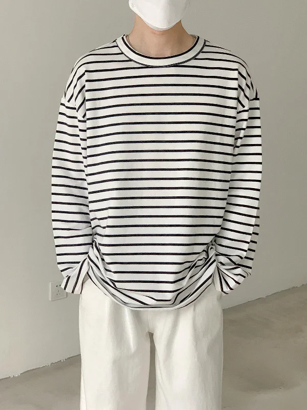 Crew Neck Striped Long Sleeve T-shirt