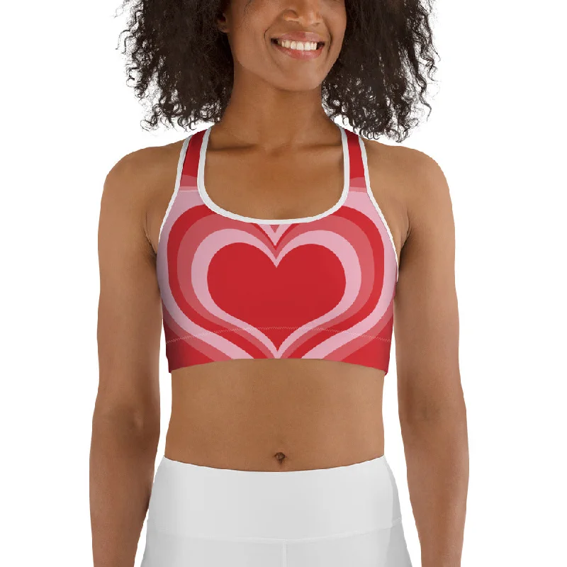 Red Heart Shaped Tunnel Sports Bra