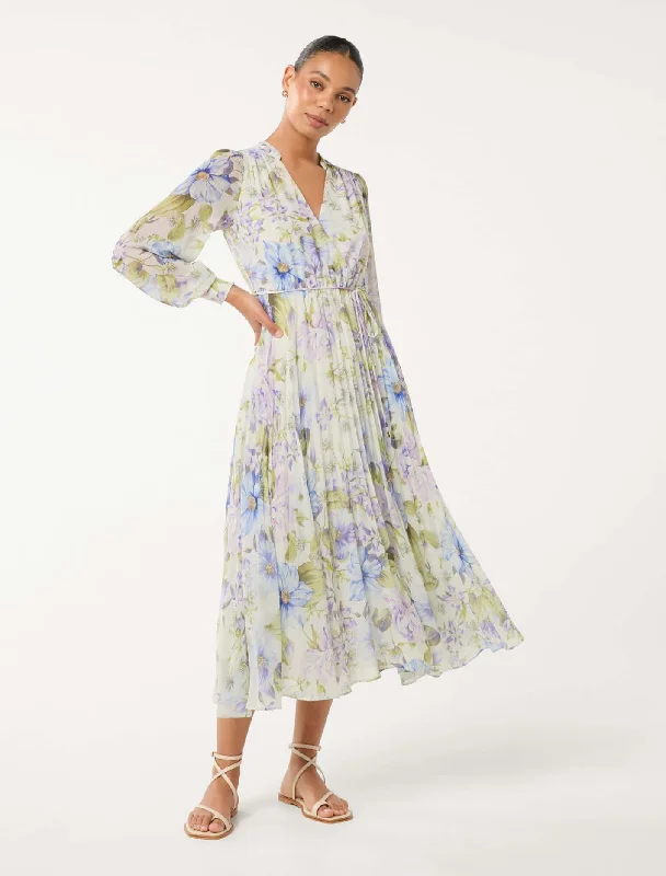 Saskia Pleat Wrap Midi Dress