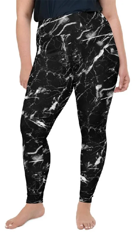 Black Marble Plus Size Leggings