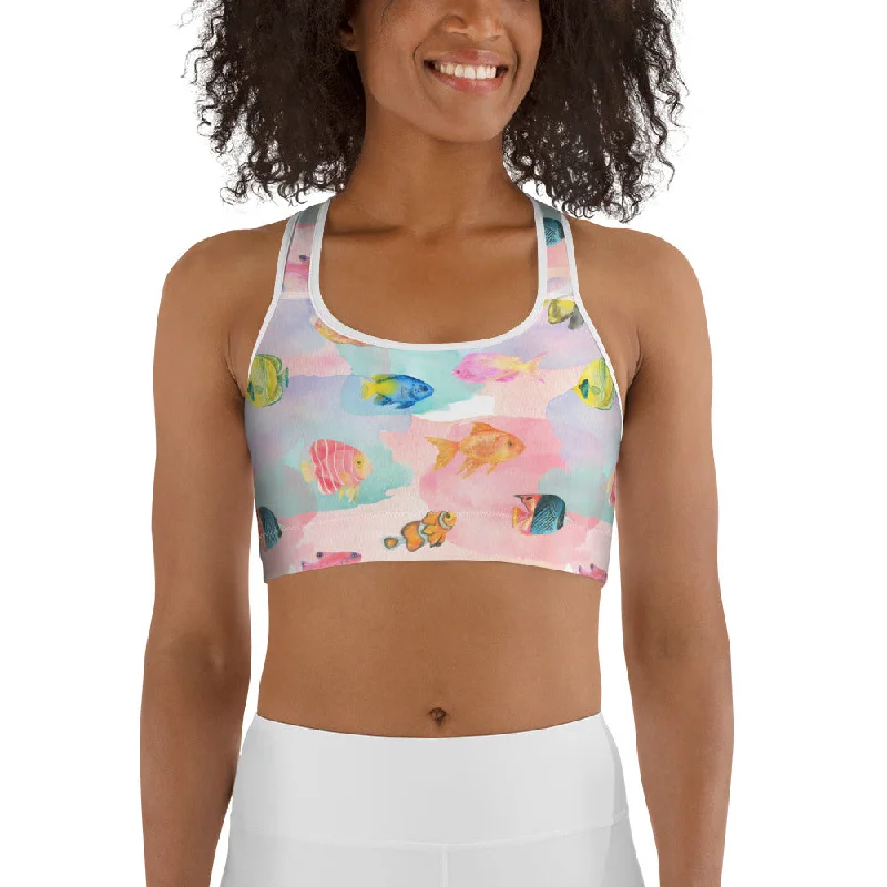 Watercolor Fish Sports Bra