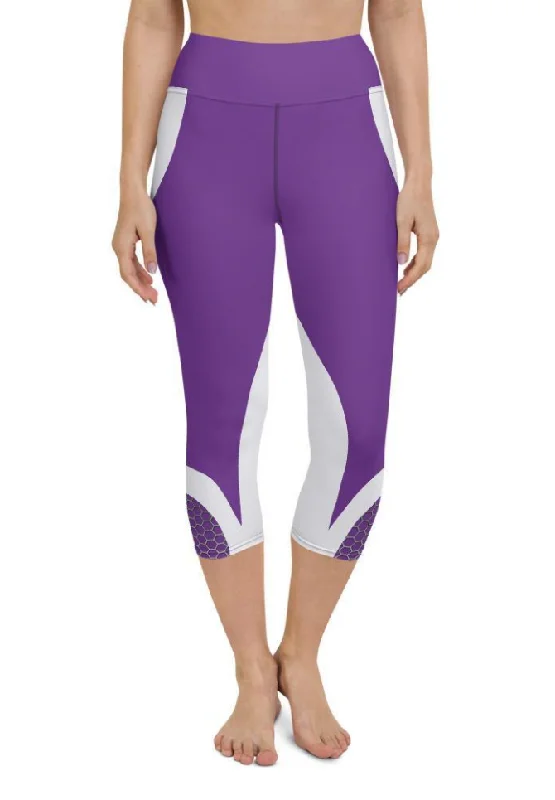 Beehive Geometric Yoga Capris Royal Purple