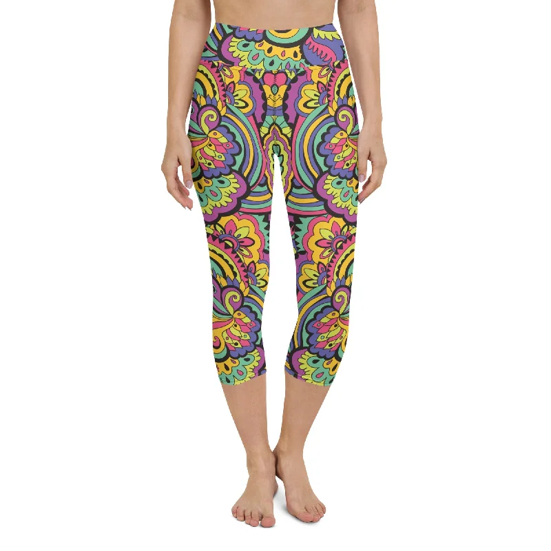 Colorful Fun Pattern Yoga Capris