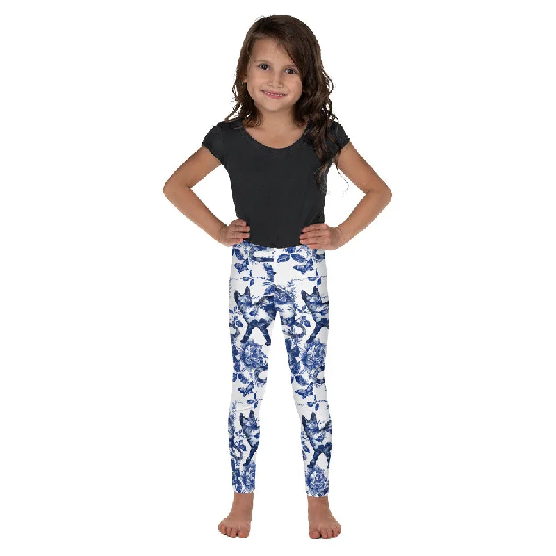 Floral Porcelain Cats Kid's Leggings