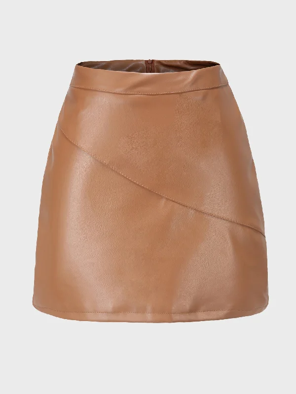 Midsize Simplicity High Waist Leather Skirt