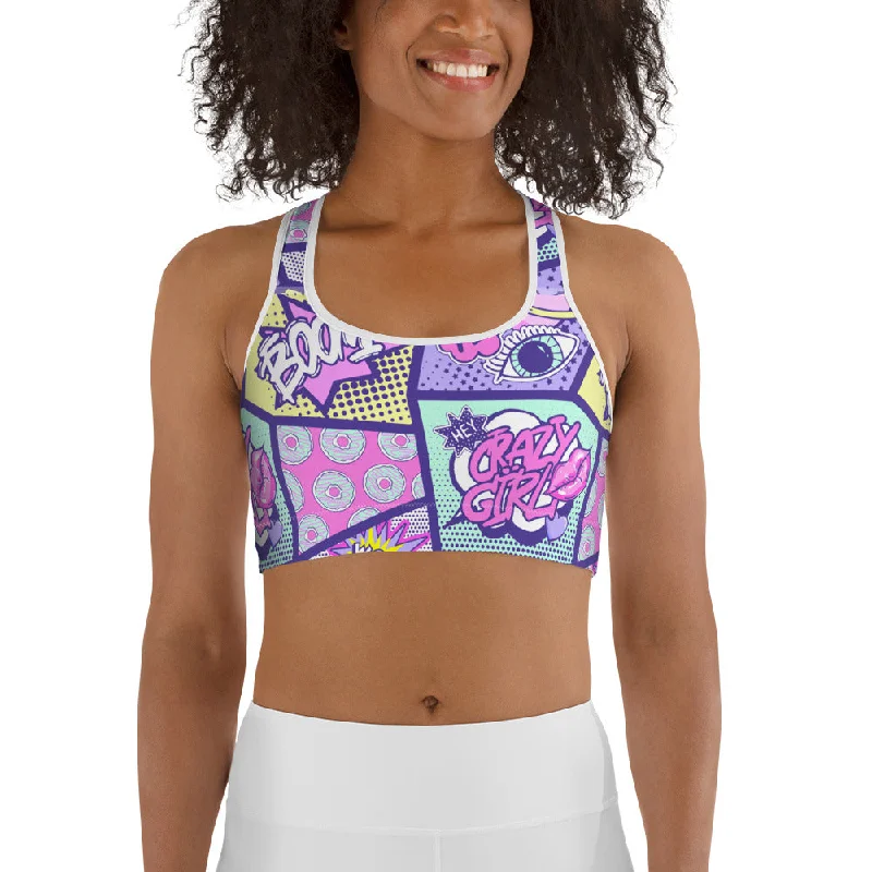 Pastel Comic Book Sports Bra