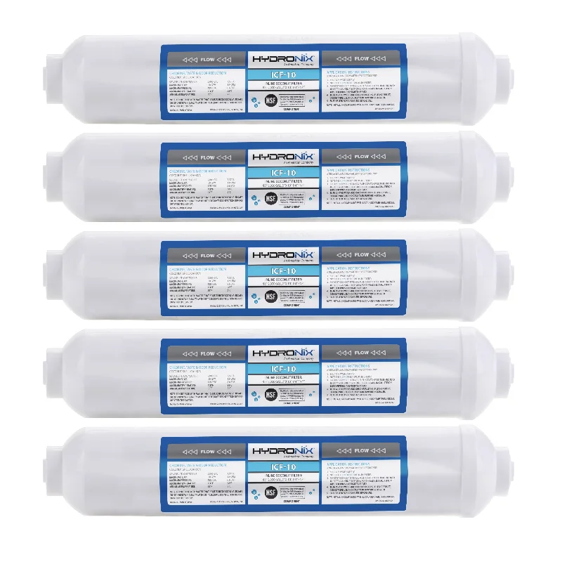 5 PK, Inline Post Reverse Osmosis Fridge Ice GAC Water Filter, 2000 Gal 1/4" NPT