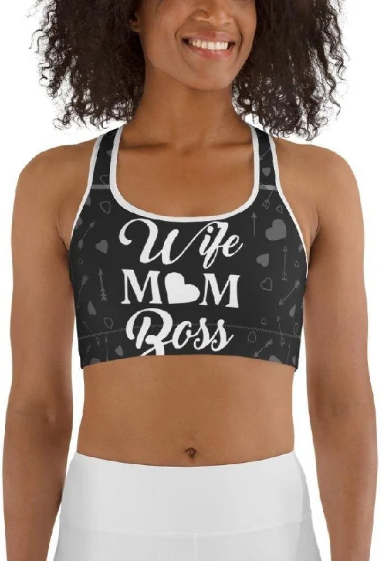 Wife Mom Boss Sports Bra