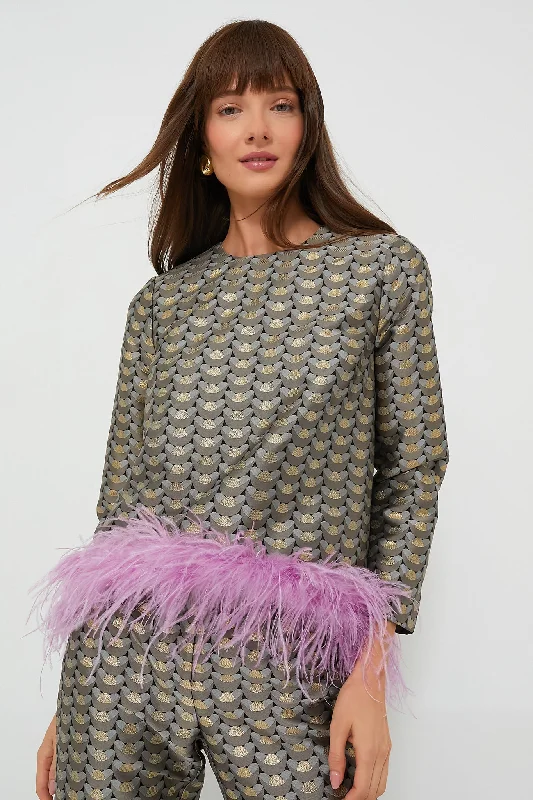 Feathered Champagne Pop Tara Blouse