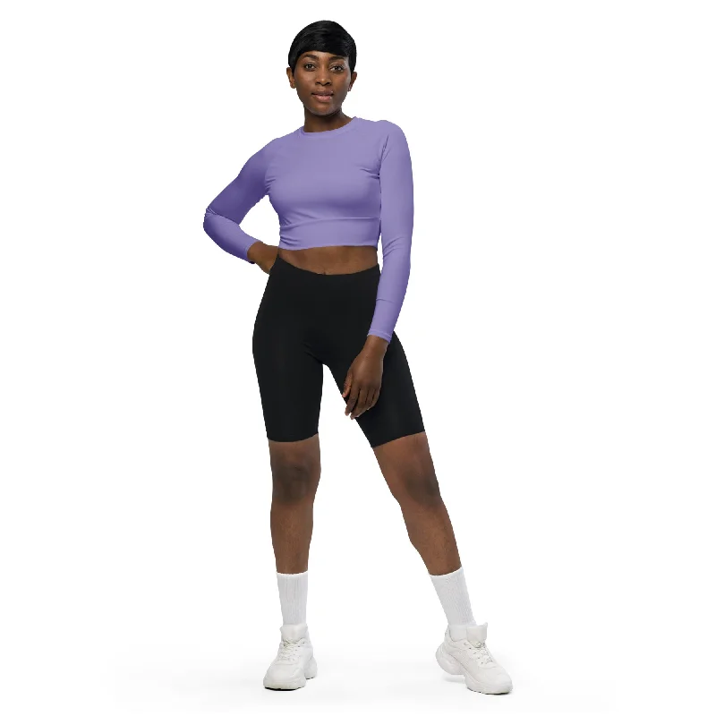 Lavender Purple Recycled Long-sleeve Crop Top