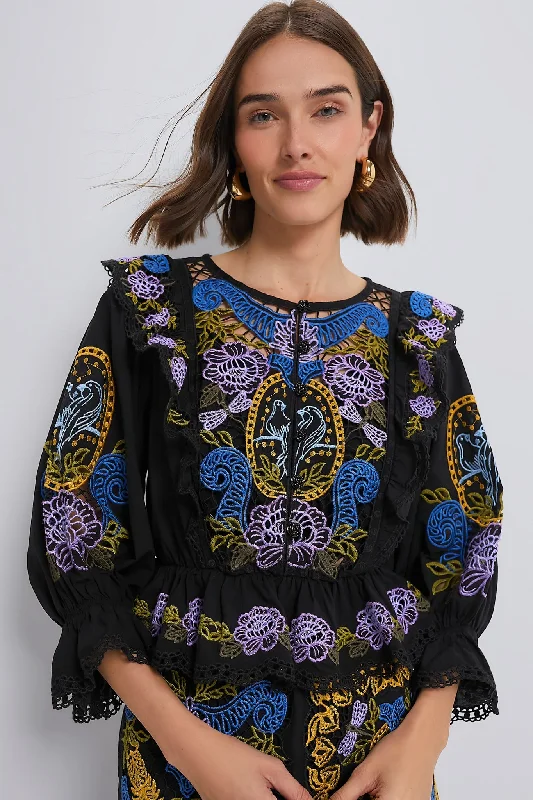 Black Richelieu Blouse