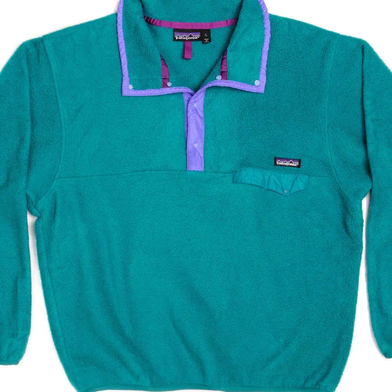 VINTAGE PATAGONIA SYNCHILLA SNAP T FLEECE PULLOVER GREEN AQUA STONE SWEATSHIRT 1990s SIZE LARGE MADE IN USA