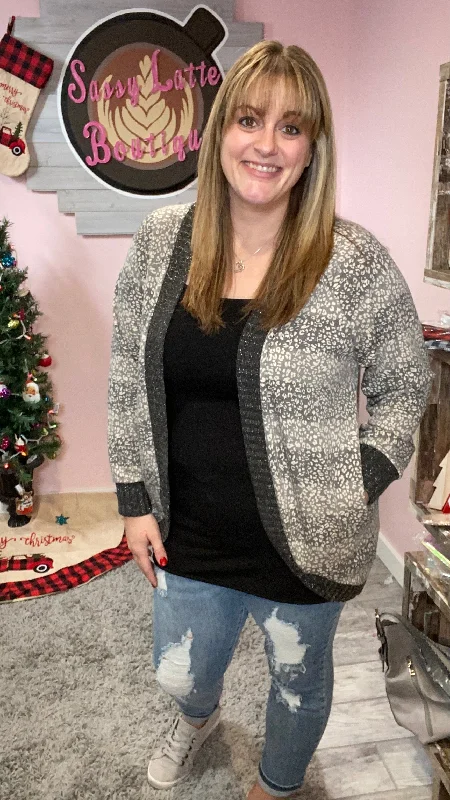 Grey Leopard Fleck Cardigan