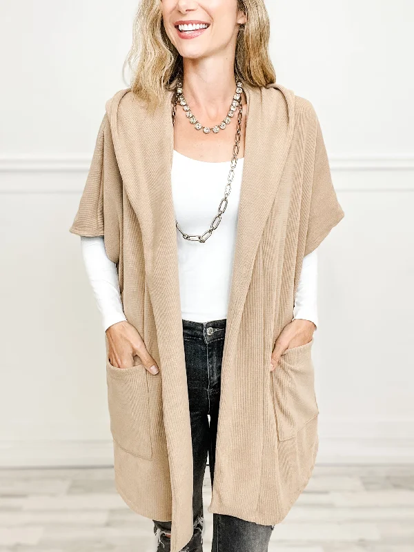 Hooded fleece waffle cape