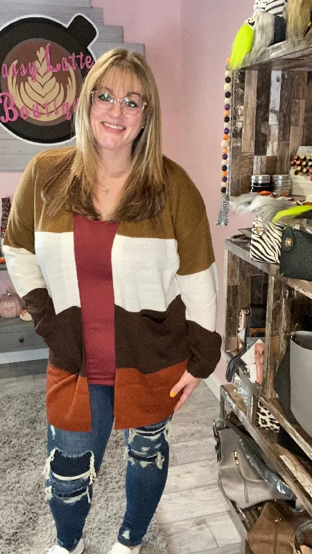 Mocha & Rust Colorblock Cardigan