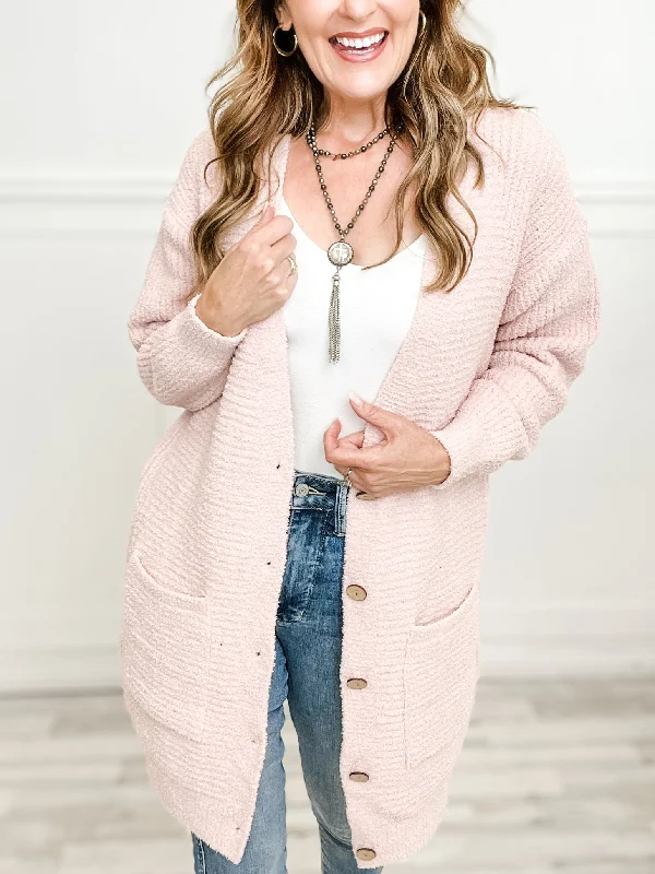 Solid Color Luxury Soft Cardigan with Pockets and Button Closure